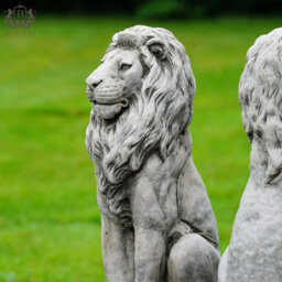 Burgess Pair Of Regal Lion Stone Statues British Made Large Garden Ornaments - thumbnail 5