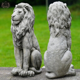 Burgess Pair Of Regal Lion Stone Statues British Made Large Garden Ornaments - thumbnail 4