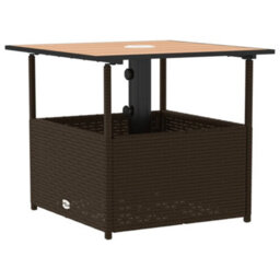 Berkfield Garden Table With Parasol Hole Brown 55X55X46.5 Cm Poly Rattan - thumbnail 7