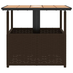 Berkfield Garden Table With Parasol Hole Brown 55X55X46.5 Cm Poly Rattan - thumbnail 6