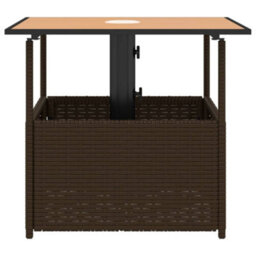 Berkfield Garden Table With Parasol Hole Brown 55X55X46.5 Cm Poly Rattan - thumbnail 5