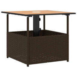 Berkfield Garden Table With Parasol Hole Brown 55X55X46.5 Cm Poly Rattan - thumbnail 2
