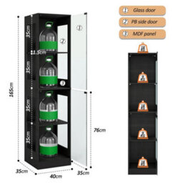 Led Display Cabinet 4 Tier Glass Doors 3 Color Sensor Light Cupboard Bookcase - thumbnail 6