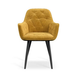 More4Homes Set Of 8 Anika Modern Velvet Dining Chair Padded Seat Metal Legs Kitchen (Mustard) - thumbnail 3