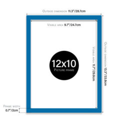 12X10 Blue Picture Frame (30.5 X 25.4Cm) Poster, Photo, Artwork, Gallery Wall Or Print - thumbnail 3