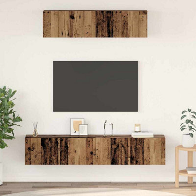 Berkfield Tv Cabinet Set 4 Pcs Old Wood Medium Engineered Wood - image 1