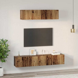 Berkfield Tv Cabinet Set 4 Pcs Old Wood Medium Engineered Wood - thumbnail 4