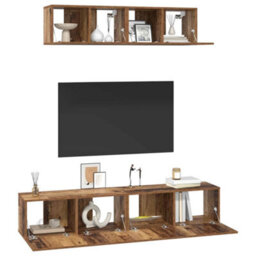 Berkfield Tv Cabinet Set 4 Pcs Old Wood Medium Engineered Wood - thumbnail 3