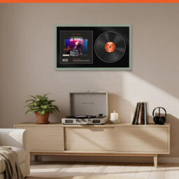 "30X17"" Green Classic Vinyl Record Frame With Black Mount For 12 Inch Lp Album Cover & Disc - Ak Frames" - thumbnail 8
