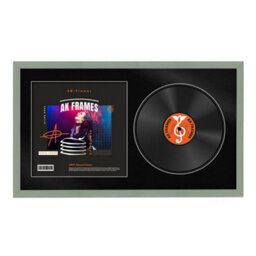 "30X17"" Green Classic Vinyl Record Frame With Black Mount For 12 Inch Lp Album Cover & Disc - Ak Frames"