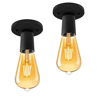 2 Pack Of Single Head Ceiling Lamp Retro Flush Mount E27 Lamp Holder Light Fixture For Bedroom Living Room Hallway - image 1