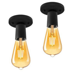 2 Pack Of Single Head Ceiling Lamp Retro Flush Mount E27 Lamp Holder Light Fixture For Bedroom Living Room Hallway - thumbnail 1