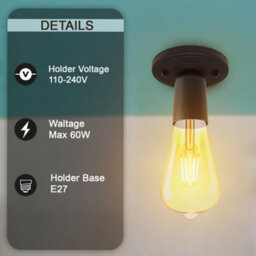 2 Pack Of Single Head Ceiling Lamp Retro Flush Mount E27 Lamp Holder Light Fixture For Bedroom Living Room Hallway - thumbnail 5