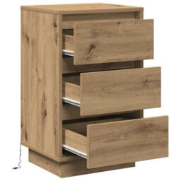 Berkfield Stylish Bedside Cabinet With Led Artisan Oak 39X34.5X65 Cm Engineered Wood - thumbnail 5
