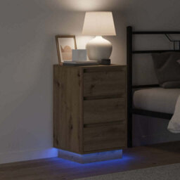 Berkfield Stylish Bedside Cabinet With Led Artisan Oak 39X34.5X65 Cm Engineered Wood - thumbnail 4