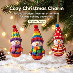 CLEFFNS 16Pcs Colorful Snowman Christmas Ornaments 2D Flat Wooden Snowman Pendants With Colorful Winter Print For Christmas Tree - thumbnail 3