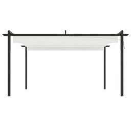 Berkfield Garden Gazebo With Retractable Roof 4X3 M Cream - thumbnail 3