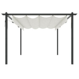 Berkfield Garden Gazebo With Retractable Roof 4X3 M Cream - thumbnail 4