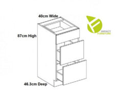Impact Furniture Kitchen Drawer Unit Complete Navy Blue Narrow Slim Cabinet 400mm 3 Drawer Cupboard Free Standing Nora - thumbnail 3