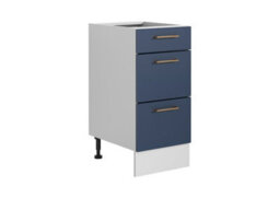 Impact Furniture Kitchen Drawer Unit Complete Navy Blue Narrow Slim Cabinet 400mm 3 Drawer Cupboard Free Standing Nora