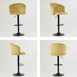 Lakeland Furniture Novara Camel Cream Velvet Black Gas Lift Base Bar Stool - thumbnail 2
