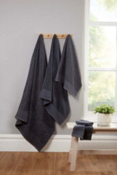 Rapport Home Eden Weave Pure Cotton Bath Sheet Towels Set Of 2 (Grey) - thumbnail 2