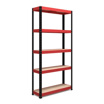 RB UK Rb Boss Garage Shelving Unit 5 Shelf Mdf Red & Black Powder Coated Steel (H)1800mm (W)900mm (D)400mm - image 1