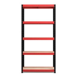 RB UK Rb Boss Garage Shelving Unit 5 Shelf Mdf Red & Black Powder Coated Steel (H)1800mm (W)900mm (D)400mm - thumbnail 2