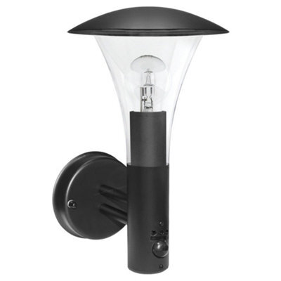 Long Life Lamps Company Outdoor Garden Black Finish Stainless Steel Pir Wall Light Ip44 Zlc050 - image 1
