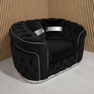 Stratus Interiors Ambassador Black Sofa Chesterfield Toronto Silver Trim Plush No Frill