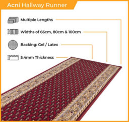 Acni Hallway Runner Rug - Hardwearing, Non-Slip & Durable Carpet For Hall, Kitchen & Corridor - thumbnail 2