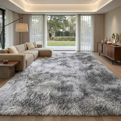 Fluffy Soft Carpet Large Shaggy Rug Anti-Slip Bedroom Living Room Floor Mats Grey 240X340Cm - image 1