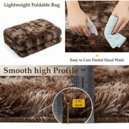 Fluffy Soft Carpet Large Shaggy Rug Anti-Slip Bedroom Living Room Floor Mats Grey 240X340Cm - thumbnail 9