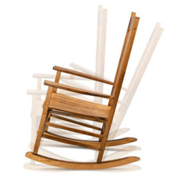 Outdoor Wood Rocking Chair With Back For Patio Garden Balcony Poolside Natural - thumbnail 3