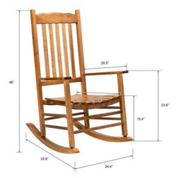 Outdoor Wood Rocking Chair With Back For Patio Garden Balcony Poolside Natural - thumbnail 2