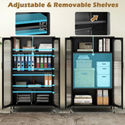 5-Tier Tall Kitchen Pantry With Adjustable Shelves-Black - thumbnail 4
