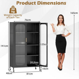 5-Tier Tall Kitchen Pantry With Adjustable Shelves-Black - thumbnail 2