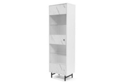 Arte Veroli 04 Tall Display Cabinet - Modern Elegance In White And Marble Finish - W600mm X H2000mm X D410mm