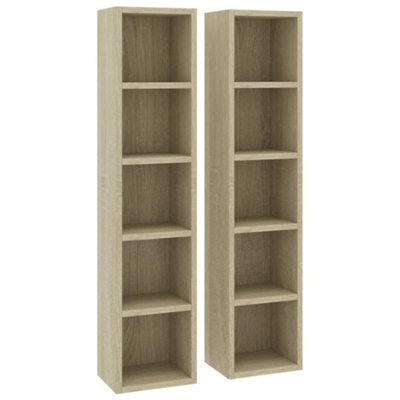 Vidaxl Cd Cabinets 2 Pcs Sonoma Oak 21X16X93.5 Cm Engineered Wood - image 1