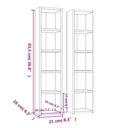 Vidaxl Cd Cabinets 2 Pcs Sonoma Oak 21X16X93.5 Cm Engineered Wood - thumbnail 6