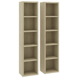 Vidaxl Cd Cabinets 2 Pcs Sonoma Oak 21X16X93.5 Cm Engineered Wood - thumbnail 1