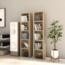 Vidaxl Cd Cabinets 2 Pcs Sonoma Oak 21X16X93.5 Cm Engineered Wood - thumbnail 2
