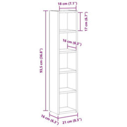 Vidaxl Cd Cabinets 2 Pcs Sonoma Oak 21X16X93.5 Cm Engineered Wood - thumbnail 3