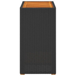 Vidaxl Garden Side Table With Wooden Top Black 60X40X75 Cm Poly Rattan - thumbnail 5