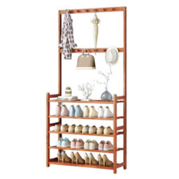 Modcraft Large Wooden Hat And Coat Stand With 5 Tiers And Shoe Rack - thumbnail 2