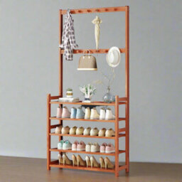 Modcraft Large Wooden Hat And Coat Stand With 5 Tiers And Shoe Rack