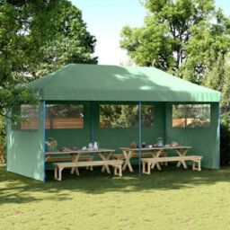 Walplus Foldable Party Tent Garden Gazebo Canopy Pop-Up With 3 Sidewalls Green