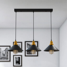 Ledsone Vintage Industrial 3 Head Black Metal Pendant Light Retro Ceiling Lamp With 50Cm Rose For Kitchen & Living Room - thumbnail 3