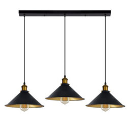 Ledsone Vintage Industrial 3 Head Black Metal Pendant Light Retro Ceiling Lamp With 50Cm Rose For Kitchen & Living Room - thumbnail 7