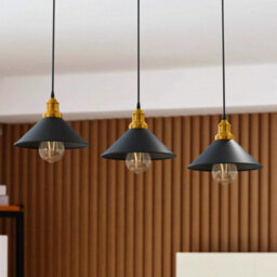Ledsone Vintage Industrial 3 Head Black Metal Pendant Light Retro Ceiling Lamp With 50Cm Rose For Kitchen & Living Room - thumbnail 2